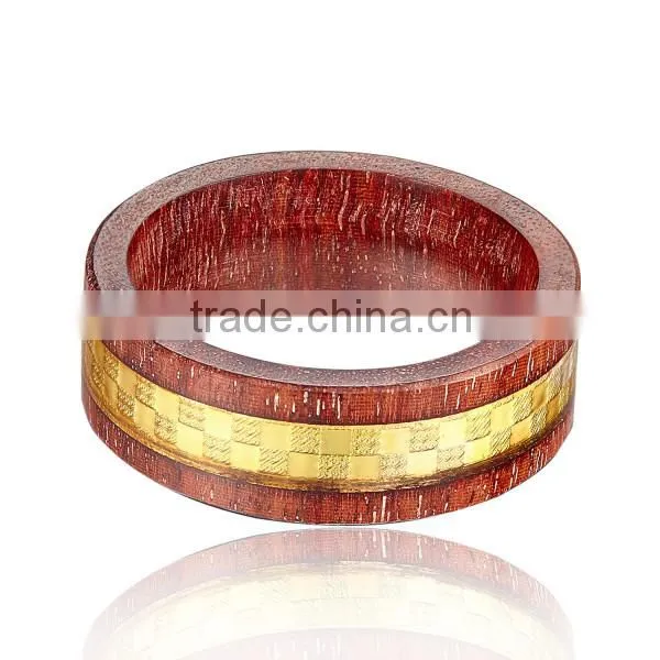 Factory Wholesale Natural Wood Rings Jewelry, Gold Foil Inlay Wood Rings Men photo-3