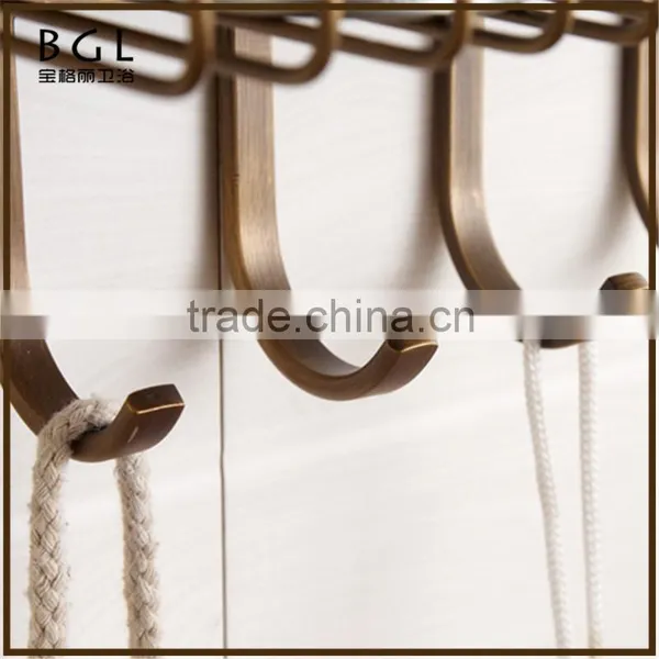 Simpe-style Brass Antique Bronze Plating With Hook Wall Mounted Bathroom Accessories Double Corner Basket photo-3