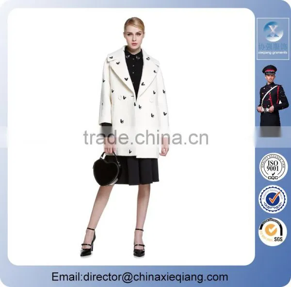 2016 Fashion Ladies Double Breasted Coat Emborided Winter Coat for Women photo-3