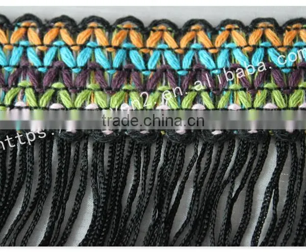 Hot Selling 6.5cm Width Polyester Ethnic Chainette Fringe for Garment/bags photo-5