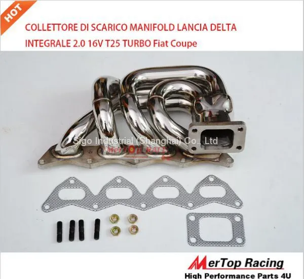 Mertop Race Full SS304 T25 TURBO FLANGE 38mm OD COLLETTORE DI SCARICO MANIFOLD FOR LANCIA DELTA INTEGRALE 2.0 16V Fiat photo-2