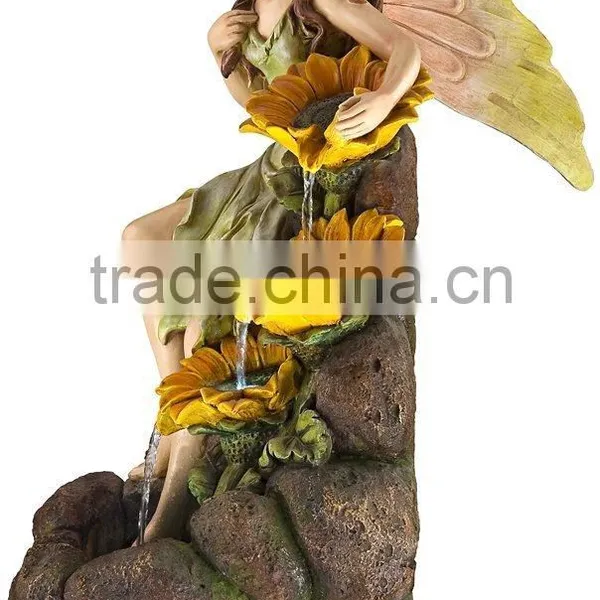 Garden Fairy With Sunflowers Handmade Fairy Garden Water Fountain photo-4