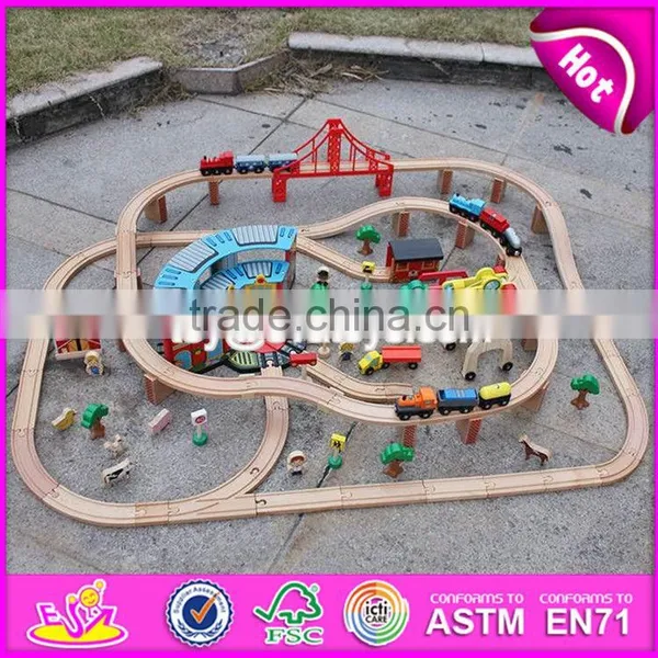 New Style 142 Pcs Children Construction Toy Wooden Toy Train Track W04C072 photo-5