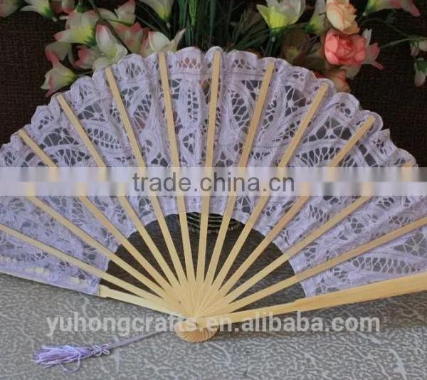 Wholesale 27cm Wedding Purple Lace Wedding Fans photo-2