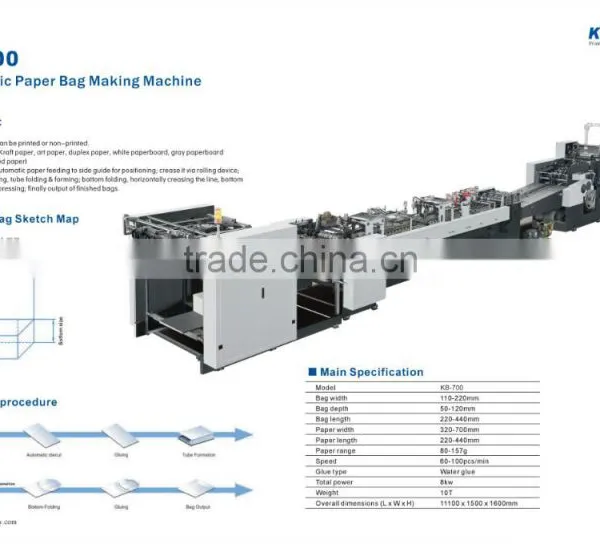 KB-700 Paper shopping bag making machine for sale