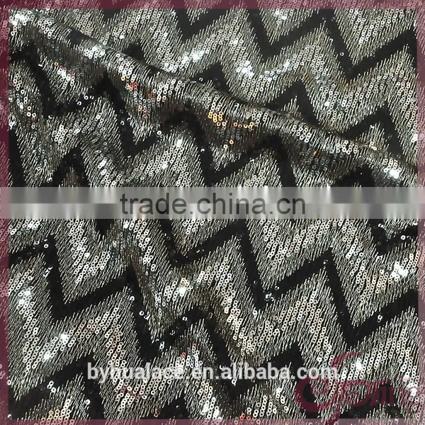 New Arrival V-shape Design Wholesale Cheap Sequin Lace Fabric for Party Dress photo-4