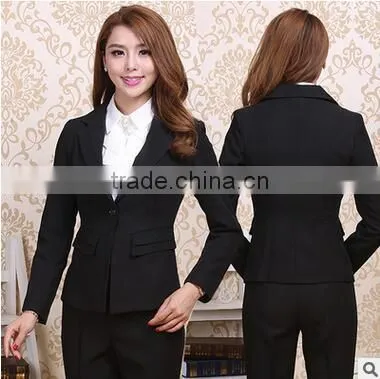Custom Office Ladies Two Pieces Set Business Women Trousers Formal Suits Wholesale photo-2