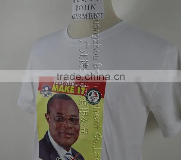 100% Polyester Customized Promotional Cheap Election T-Shirts/white photo-3
