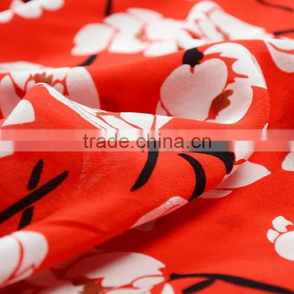 Wholesale Custom Long Sleeve Silk Blouse Printing Red Floral High-necked Daily Top for Ladies Summer Blouse photo-3