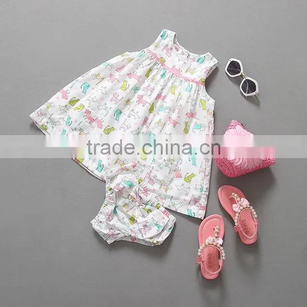 Cotton Baby Girl Cotton Summer Dress With Bloomer 2-piece Set