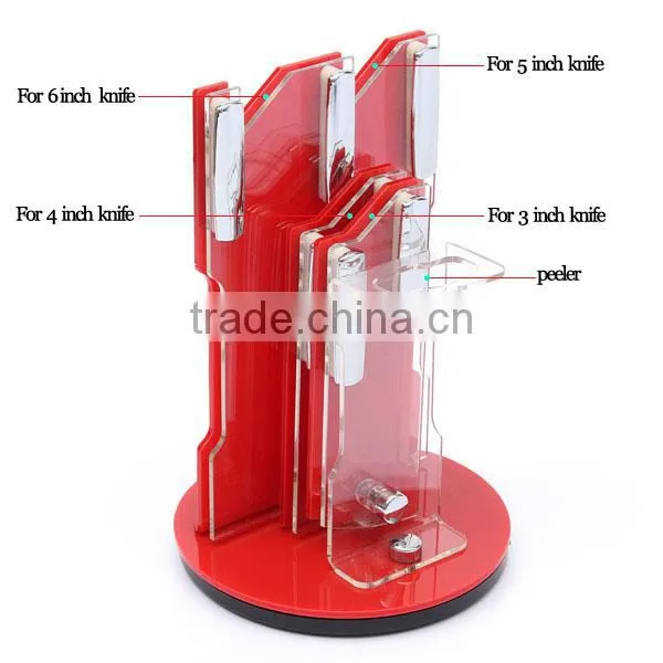 New Arrival Hot Sale Useful Red Acrylic Kitchen Ceramic Knife Holder Kitchen Knife Stand Block For 3 4 5 6 Knives And Peeler photo-6