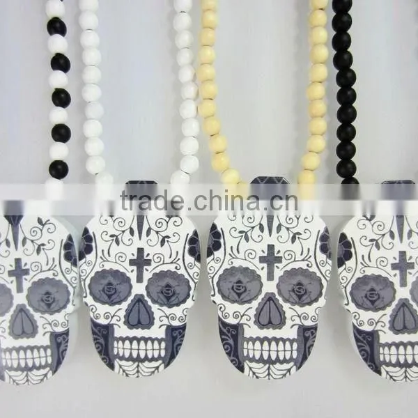 Fashion Skull Design Custom Wood Necklace Acrylic Necklace photo-2