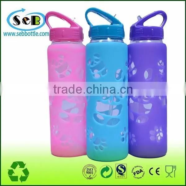 Borosilicate Glass Water Bottle With Color Box