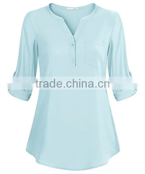 Brand Design Low Price Ladies Light Blue Blouses photo-2