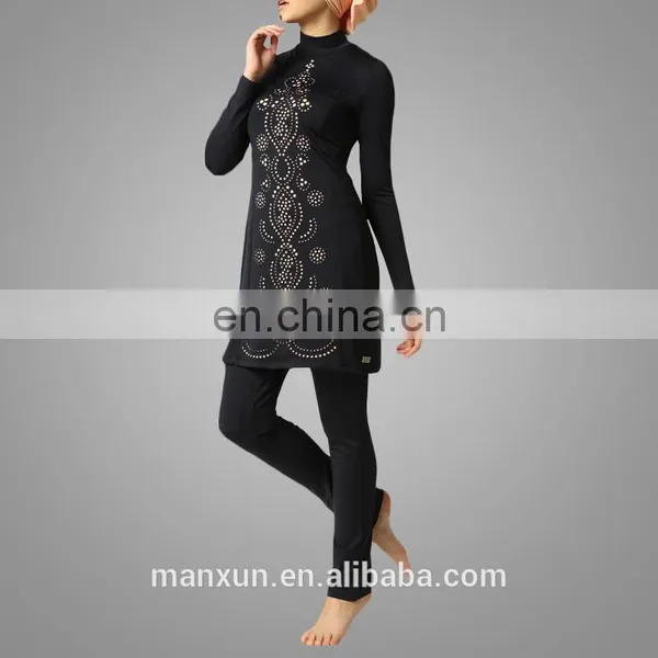 Muslim Women Beading Swimming Suit Traditional Two Pieces Swimwear Soft for Wearing photo-3