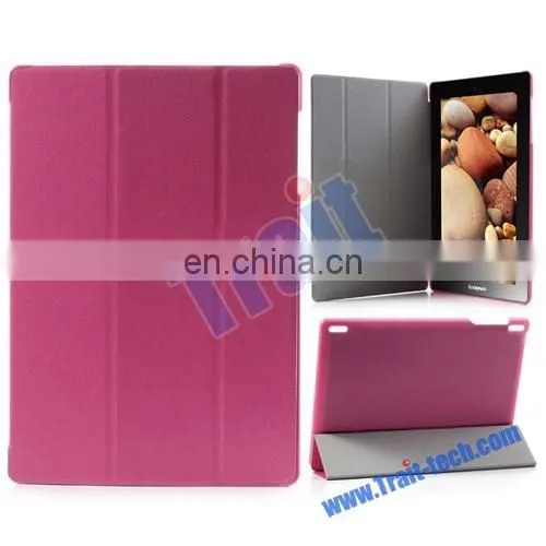 New Arrived Tri-fold Multi-angle Stand Flip Leather Case for Lenovo IdeaTab 10.1 S6000 WiFi Version,flip Leather Case for Lenovo photo-3