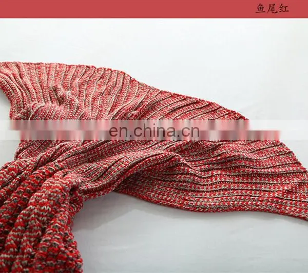 Wholesale Adult Yarn Knitted Mermaid Tail Blanket Kids Throw Bed Wrap Super Soft Sleeping Bed Handmade Crochet Mermaid Blanket photo-5