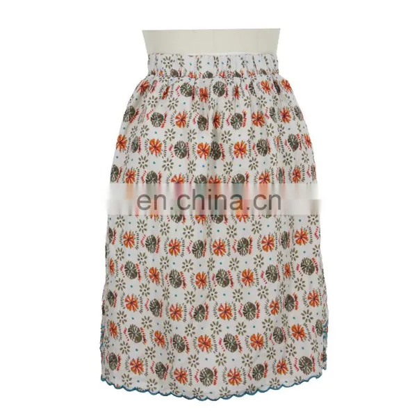 Floral Print Cotton Embroidery Pleated Skirt Old Women Skirt Guangzhou Clothing photo-4