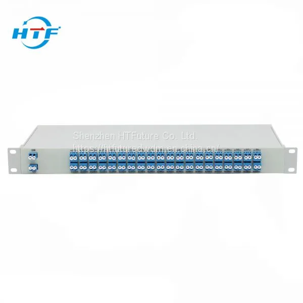 Двухволоконный 40-канальный DWDM атермический AWG мультиплексор-демультиплексор 1U стойкового монтажа с монитором