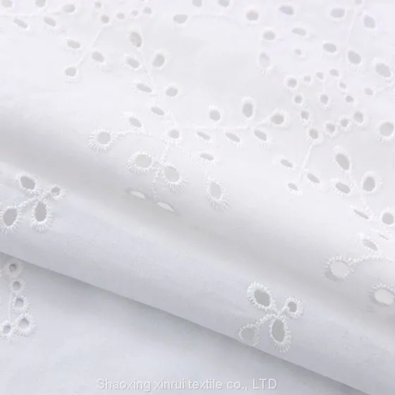 White Cotton Fabric Embroidered Fabrics for Clothing photo-2