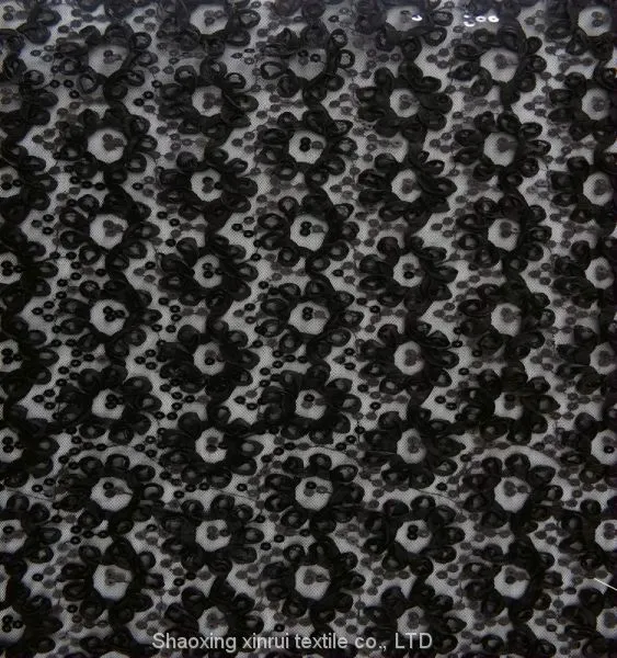 Black and Gold Sequin Paillette Fabric Embroidery photo-2