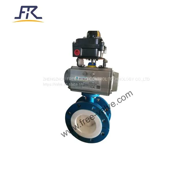 Dn40~300 Pneumatic Actuator Full PTFE Lined Wafer Lug Type Butterfly Valve for Pipelines photo-2