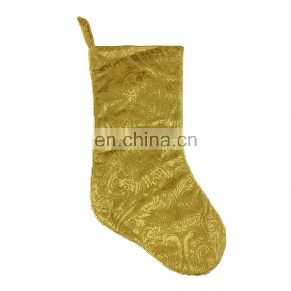 Wholesale Decorative Faux Burn Out Paisley Red Christmas Socking for Christmas photo-6