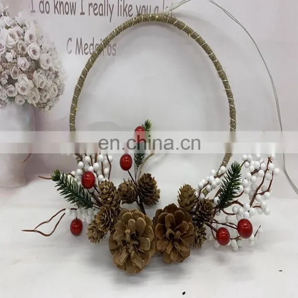 Christmas Pinecone/Cotton And Berry Wreath Copper Wire String Light photo-3
