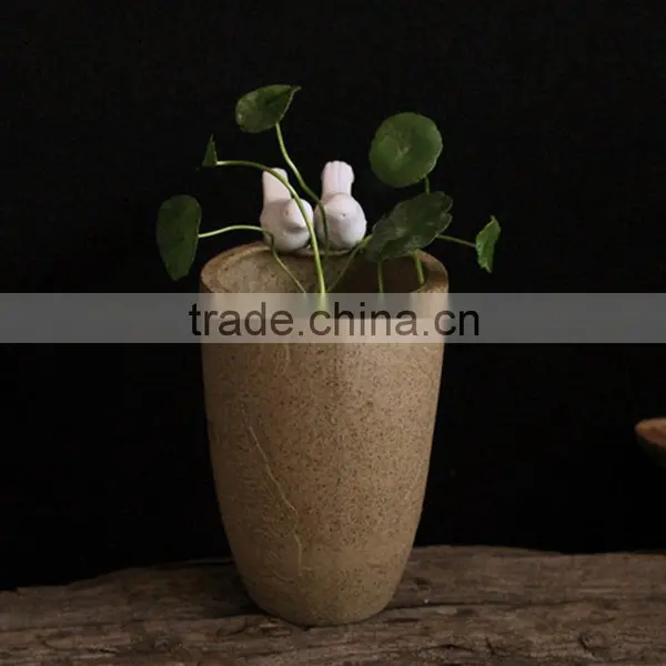 Modern Style Excellent Quality Glazed White Point Black Ceramic Flower Pots for Hall photo-2