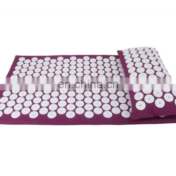 Organic Certified Cotton Canvas Plastic Acupressure Mat and Pillow Set