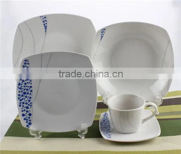 20 Pcs Porcelain Dinner Set With Part Decal Square Ceramic 20 Pcs Dinner Set photo-3