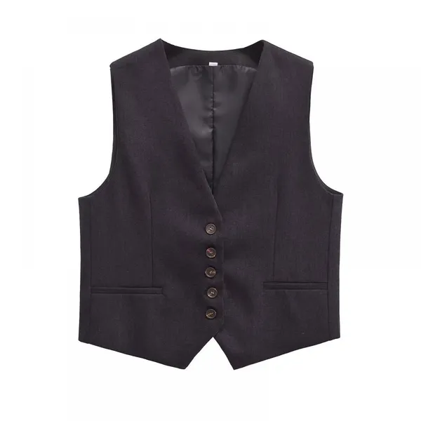 New Temperament Slim Fit Vest+hot Pants Composite Blend Suit for Women