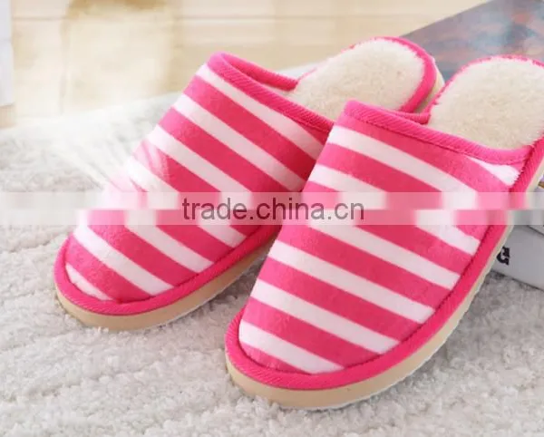 2015 Best Selling Lovely Soft Warm Men and Women Slippers Stripe Hot Style Slippers photo-2
