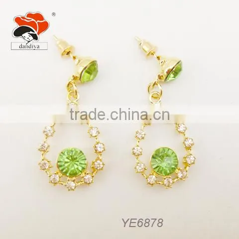women funky charming gold plating diamond dangler earrings