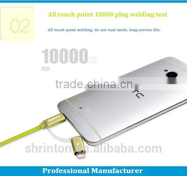 Remax 2 in 1 Double-sided Flat With Led Usb Cable ,for Both Iphone and Samsung photo-5