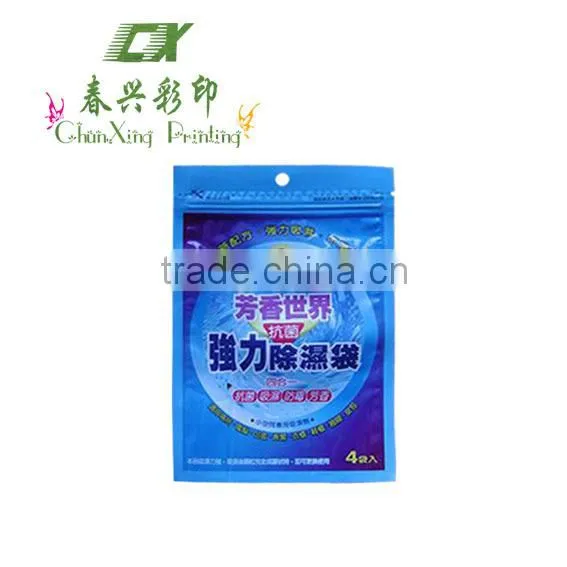 Zipper Top Three Sides Sealed Plastic Bag With Tear Notch and Hanging Hole