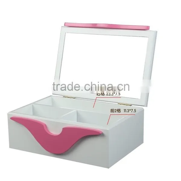 High Quality Wooden Jewelry Kiss Sexy Pink Creation Gift Saving Wooden Box With Pull Grid Varning Custom Logo photo-2