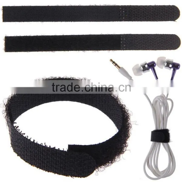 Black Reusable Hook And Loop Tape Cable Ties Tidy Straps Organiser photo-3