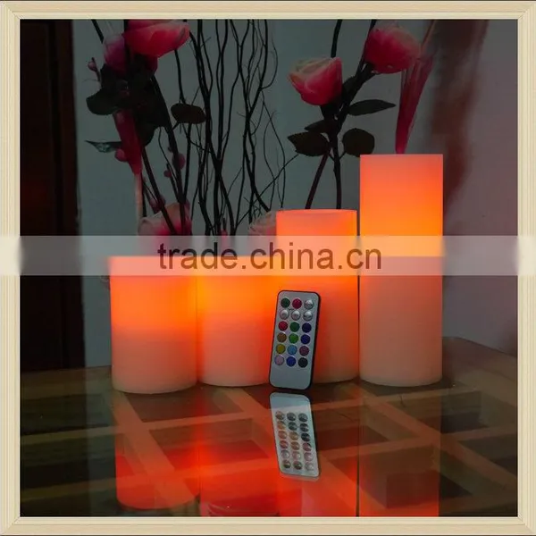 Paraffin Wax LED Remote Control Flameless Pillar Candles With Flat Top