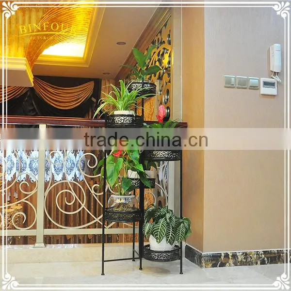 6 Layers Metal Black Round Foldable Plant Stand photo-4