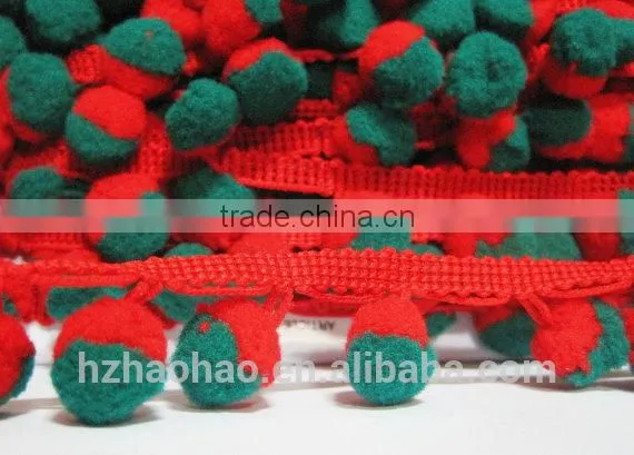 5 Yards Two-Tone RED-PINE GREEN Pom Pom Trim, Teal Trim, Trim Lot, Wholesale, Red Pom Pom Trim, Large Pom Pom Trim, Green Pom po