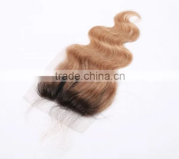 7A Philippine Virgin Hair Ombre #1b/#613 Color Way Body Wave With Closure 4x4 Lace Closure Bleached Knots Two Tone Top Closure photo-4