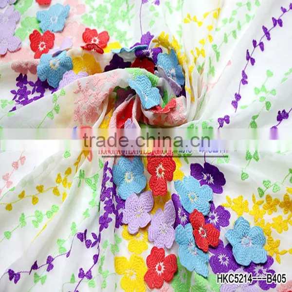 Chiffon Lace Fabric, 3d Flower Lace Embroidered Fabric For Costumes/ Wedding Dress photo-3