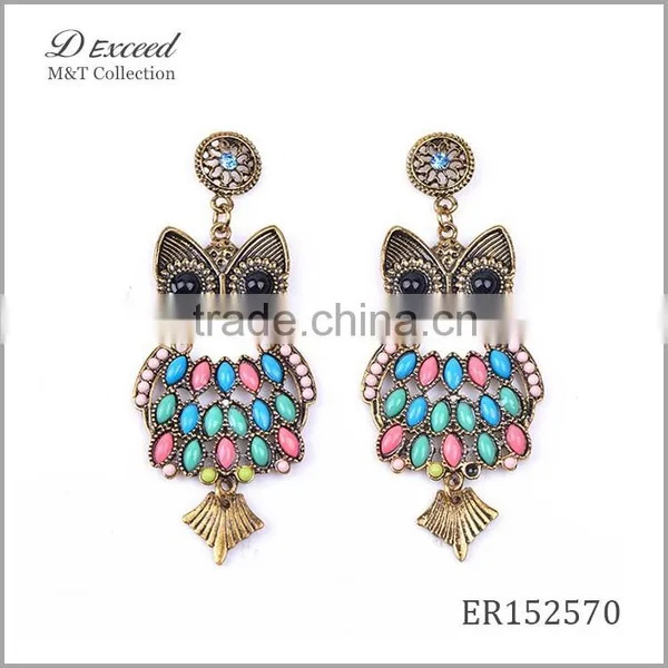 Wholesale Jewelry New Designs Ladies/Women's Vintage Ethnic Bohemian Earrings Owl Gold/Silver Plating Drop Earrings photo-4