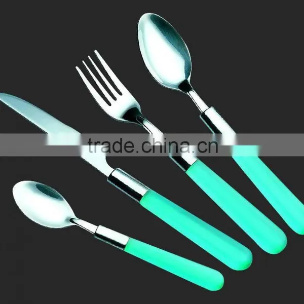 Stainless Steel Colored Handle Plastic Cutlery Set