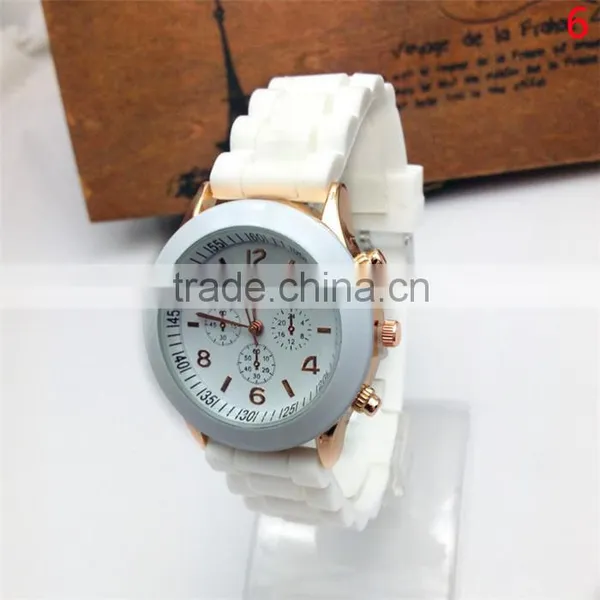 Hot Style Silicone Watch GENEVA Fashion Student Three Eye Quartz Watch Silicone Rubber Wristband Watch photo-4