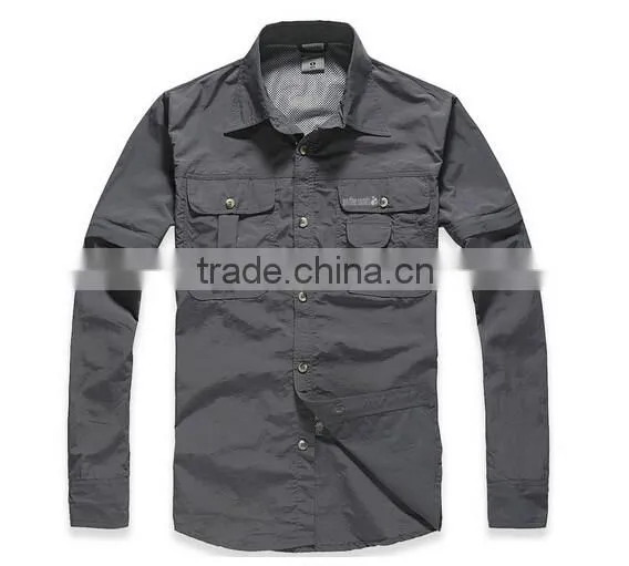 Mens Quick Dry Camping Hiking Fishing Shirt Anti Sun UV Detachable Sleeve Shirt photo-2