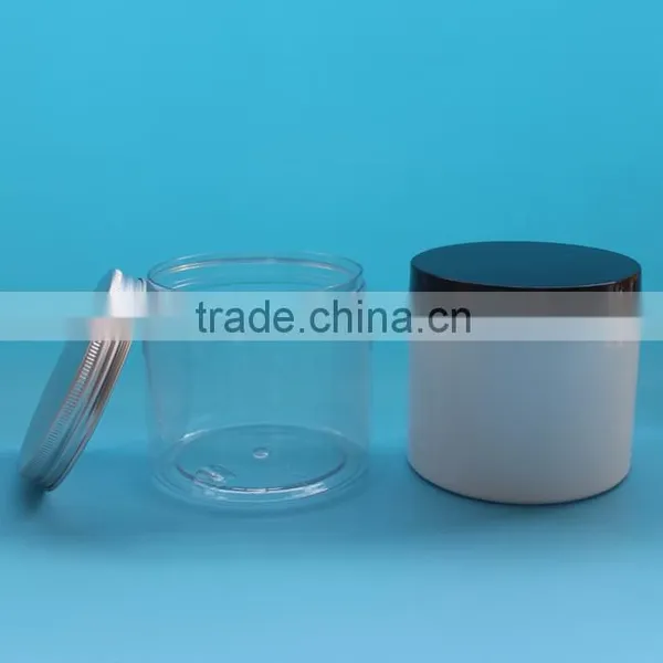 Round Colorful 400ml Plastic PET Jars, 400g 14oz Clear PET Plastic Jar With Aluminum Cap photo-2