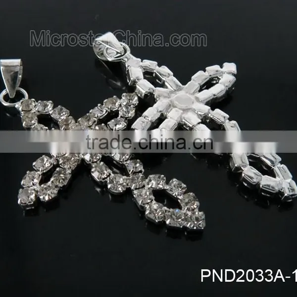 Fashion Black Color Copper Clear Rhinestone Cross Pendant Necklace Estate Jewel photo-5