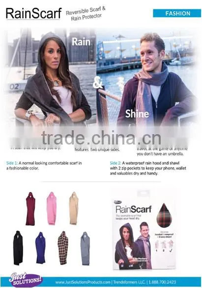 100% Polyester Fake Suede Water Proof Treated Rainscarf